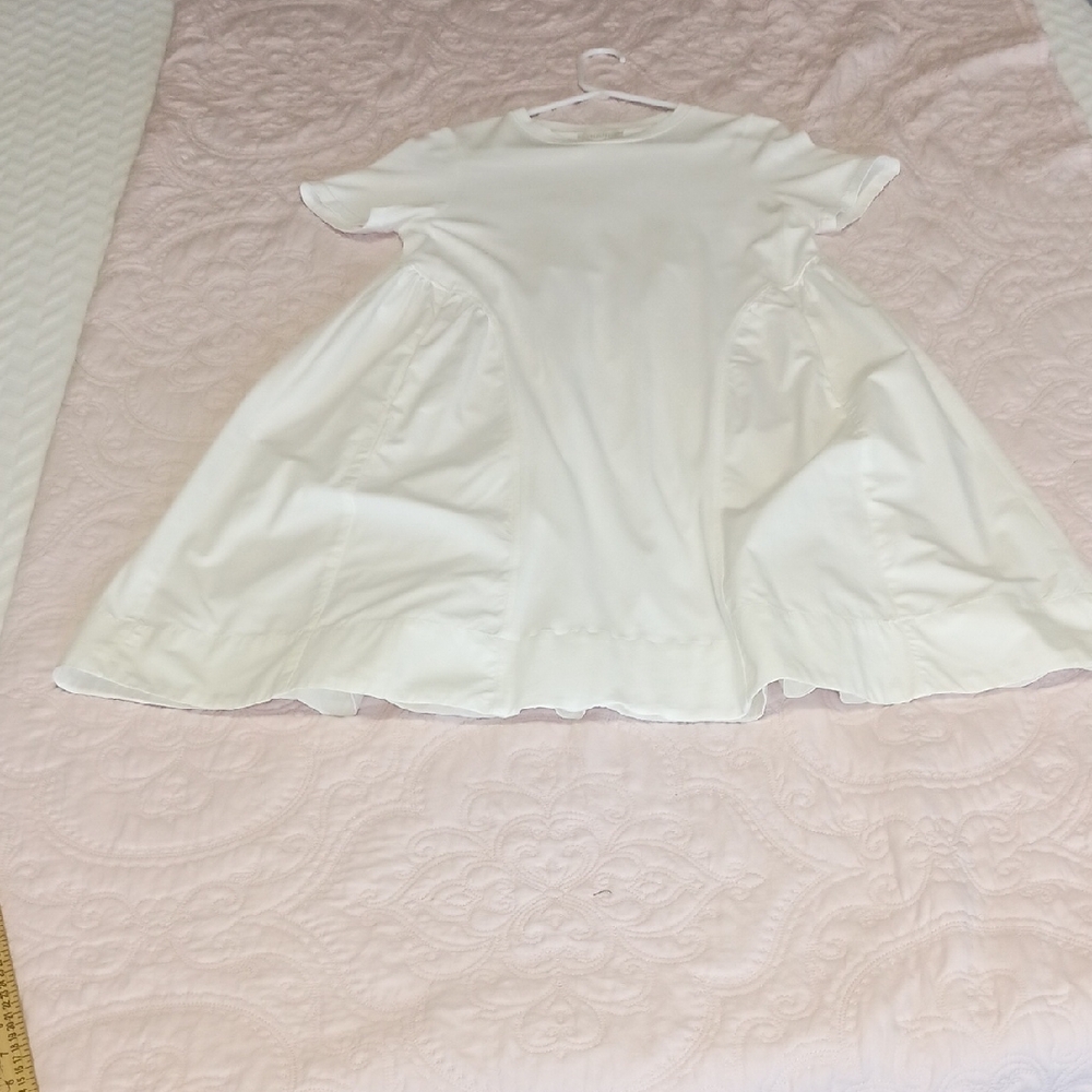 White Short Sleeve Flared Dress